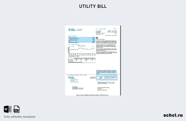 цифровая загрузка шаблона версии счета за коммунальные услуги США Duke Energy