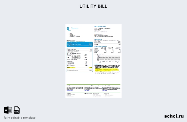 цифровая загрузка шаблона версии счета за коммунальные услуги США FPL