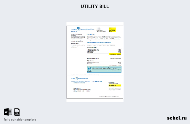 цифровая загрузка шаблона версии счета за коммунальные услуги США LA DWP
