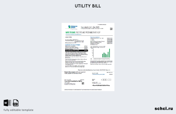цифровая загрузка шаблона версии счета за коммунальные услуги Delmarva Power в С