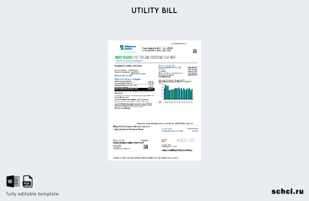 цифровая загрузка шаблона версии счета за коммунальные услуги Delmarva Power в 1