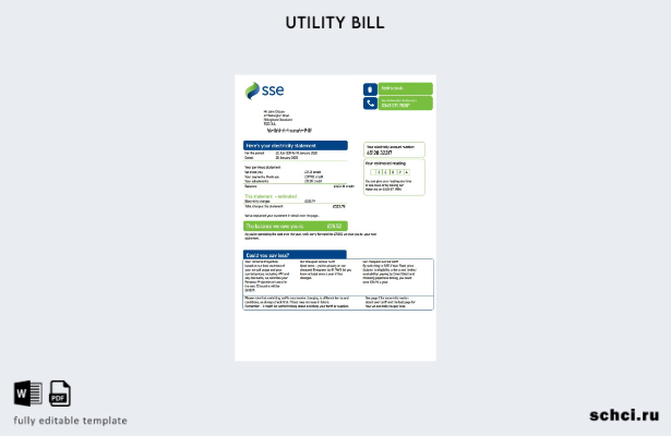 цифровая загрузка шаблона версии счета за коммунальные услуги SSE Energy Соеди 2