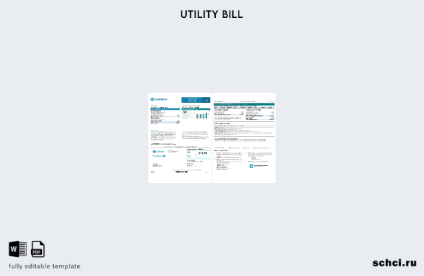 цифровая загрузка шаблона страниц счета за коммунальные услуги США Con Edison (а
