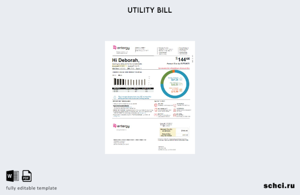 цифровая загрузка шаблона счета за коммунальные услуги Entergy в США