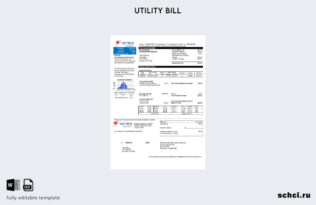 цифровая загрузка шаблона счета за коммунальные услуги Vectren Energy США, Огайо